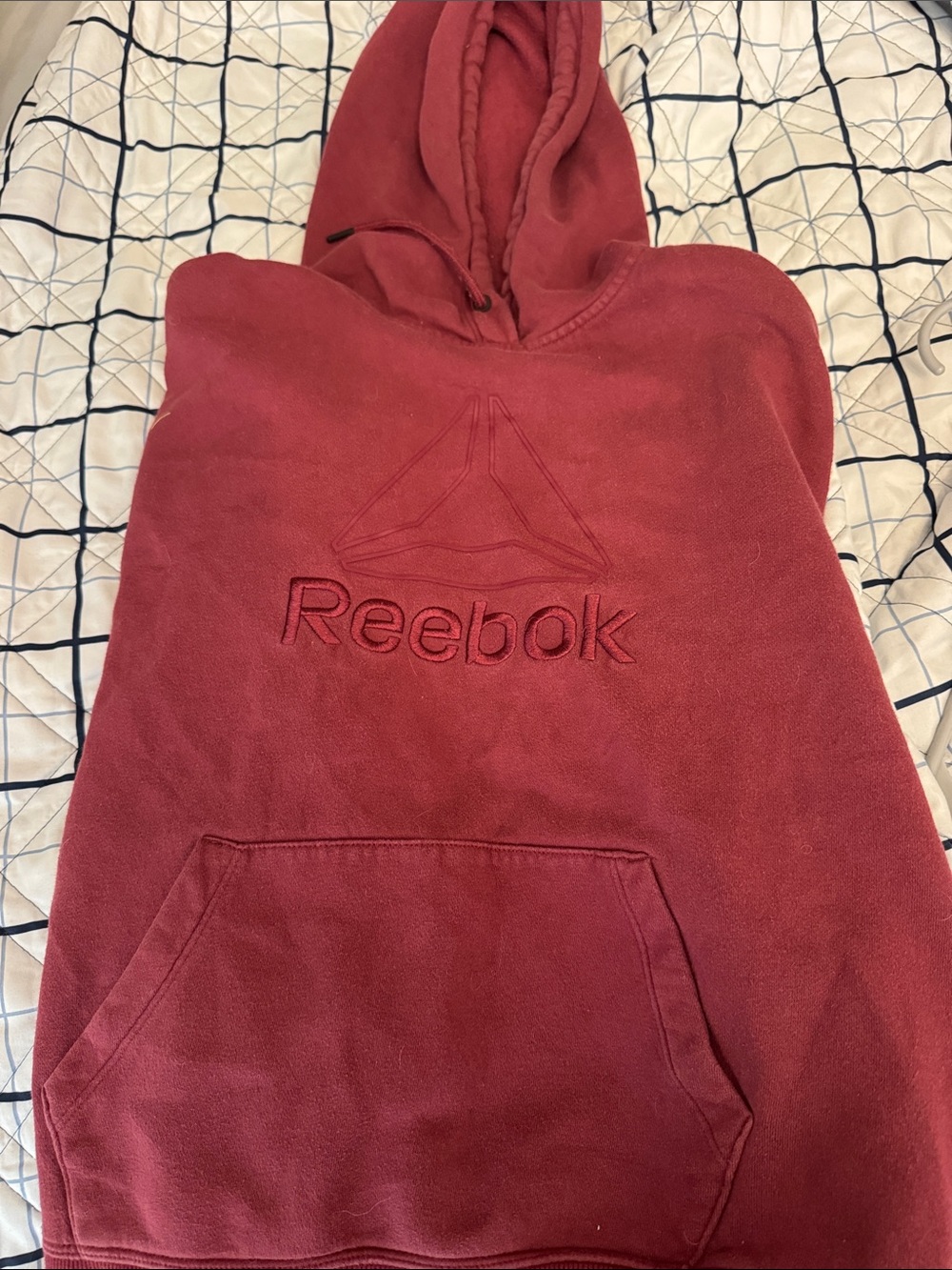 Reebok Men's Burgundy Crewneck Hoodie Sweatshirt